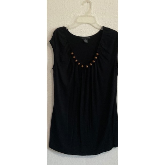Tops - Grace‎ Elements Womens Black Sleeveless Beaded Scoop Neck Blouse Top Medium M